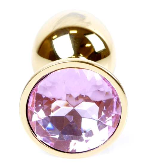 Plug anal auriu cu cristal roz