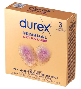 Super subțire Durex Sensual Extra Lube 3 buc.