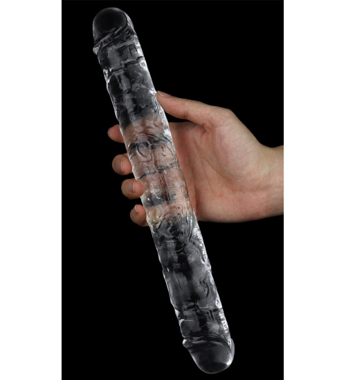 Dildo dublu transparent