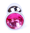 Plug anal argintiu cu cristal roz