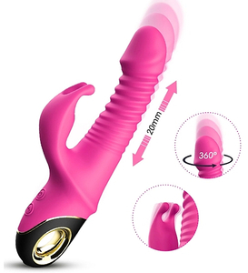 Vibrator iepuraș roz - cu nervuri