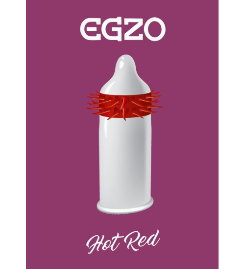 Capac pentru penis cu vârfuri Egzo Hot Red
