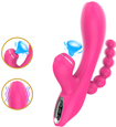 Vibrator multifuncțional roz cu margele anale