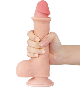 Dildo cu testicule și piele alunecoasă