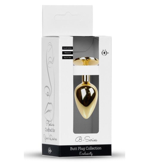 Plug anal auriu cu cristal roz