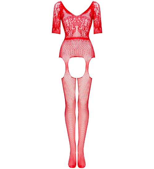 Bodystocking roșu cu decolteu adânc