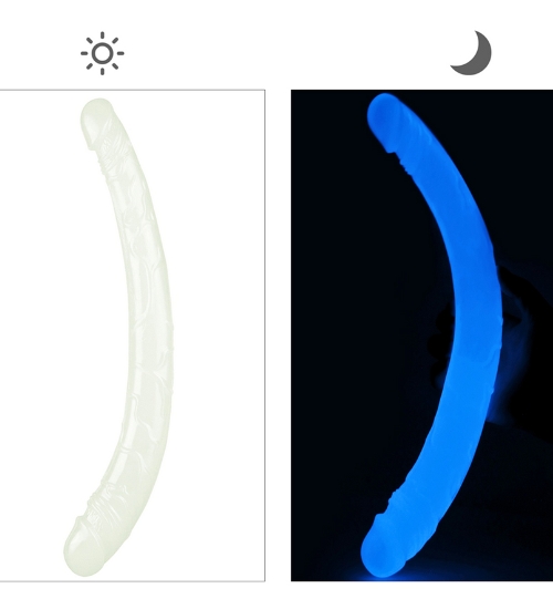 Dildo lung dublu luminescent