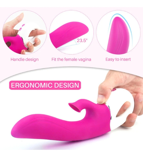 Vibrator G-spot din silicon cu proeminență clitoridiană