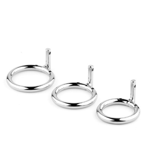 Cușcă metalică pentru penis cu lacăt și 3 inele