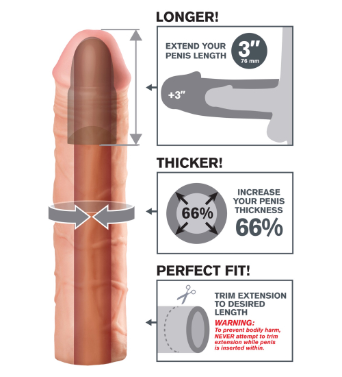 Capac Cyberskin - penis cu 7,6 cm mai mare