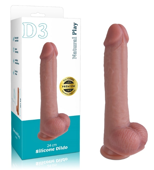 Dildo flexibil din silicon de 24 cm cu ventuză