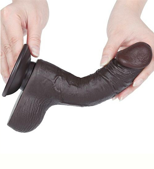 Penis artificial gri închis cu ventuză