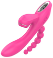 Vibrator multifuncțional roz cu margele anale