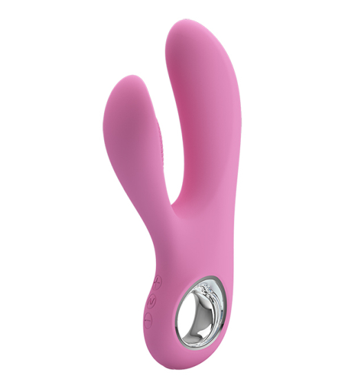 Vibrator roz cu stimulator clitoridian