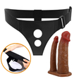 Dublu strap-on cu penisuri moi