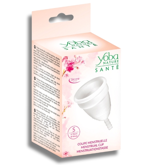 Cupa menstruală albă S cu pungă