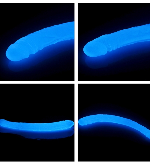 Dildo lung dublu luminescent