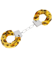 Cătușe cu blană cu imprimeu leopard