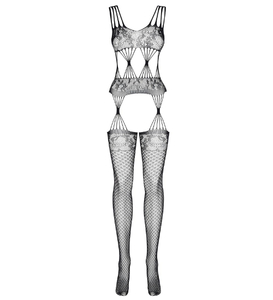 Bodystocking negru cu pânze de păianjen