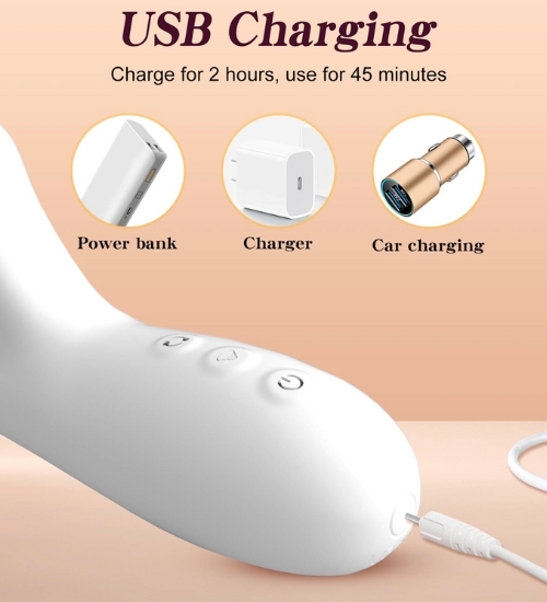 Vibrator alb cu rotație și limbă