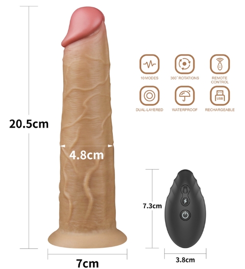 Dildo rotativ de 20 cm cu telecomandă wireless