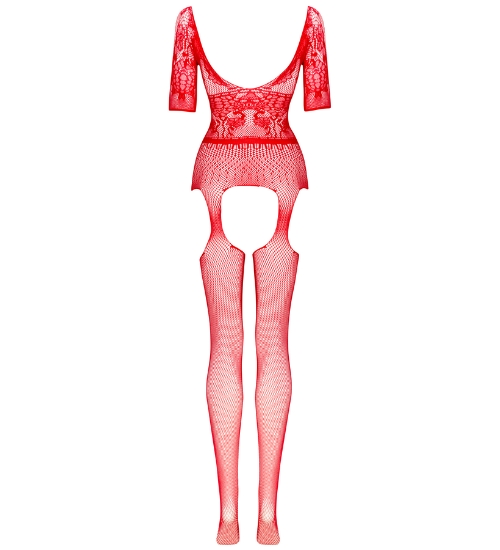 Bodystocking roșu cu decolteu adânc