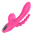 Vibrator multifuncțional roz cu margele anale
