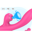 Vibrator multifuncțional roz cu margele anale