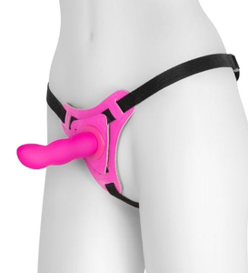 Strap-on roz din silicon cu dildo ondulat detașabil