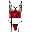 Corset Olena roșu cu flori brodate 